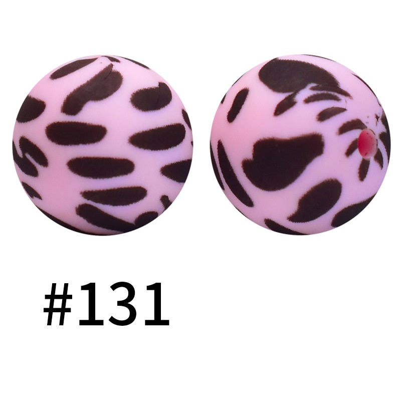 50pcs 19mm Printed Silicone Beads Printed Design 189