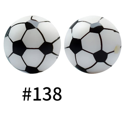 50pcs 19mm Printed Silicone Beads Printed Design 197
