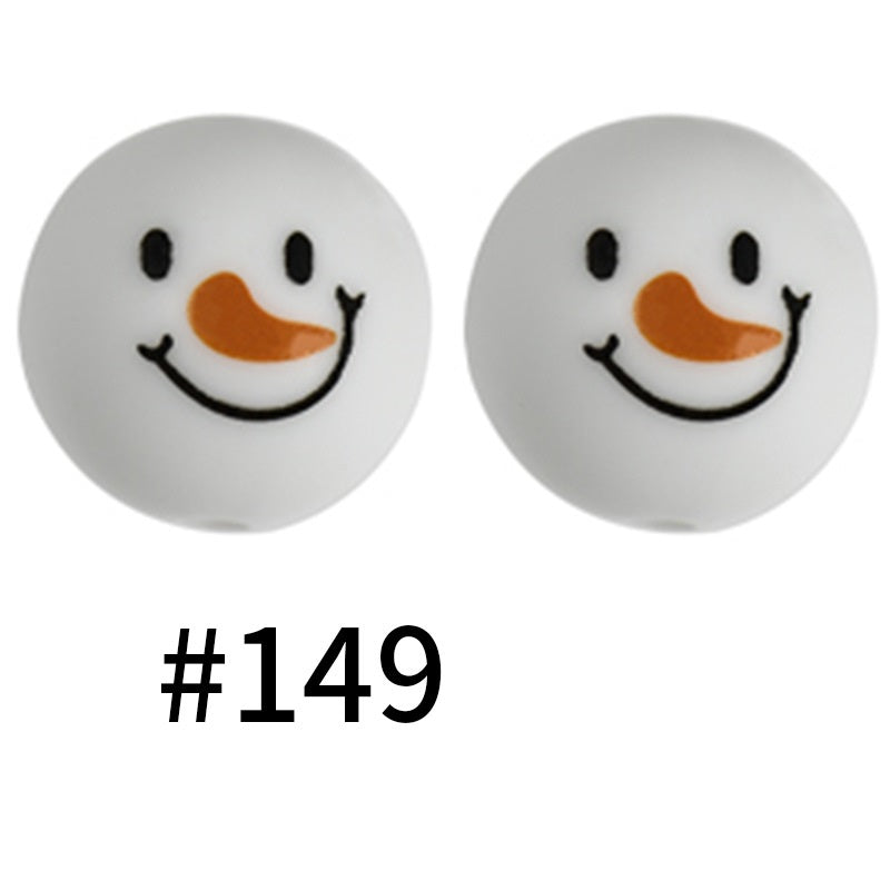 50pcs 19mm Printed Silicone Beads Printed Design 198
