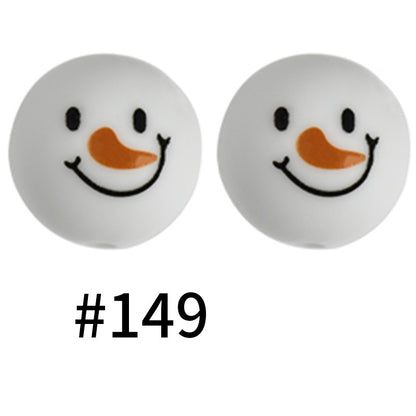 50pcs 19mm Printed Silicone Beads Printed Design 198