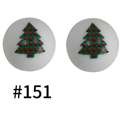 50pcs 19mm Printed Silicone Beads Printed Design 114