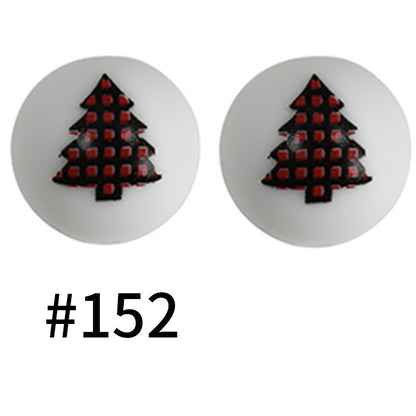 50pcs 19mm Printed Silicone Beads Printed Design 115