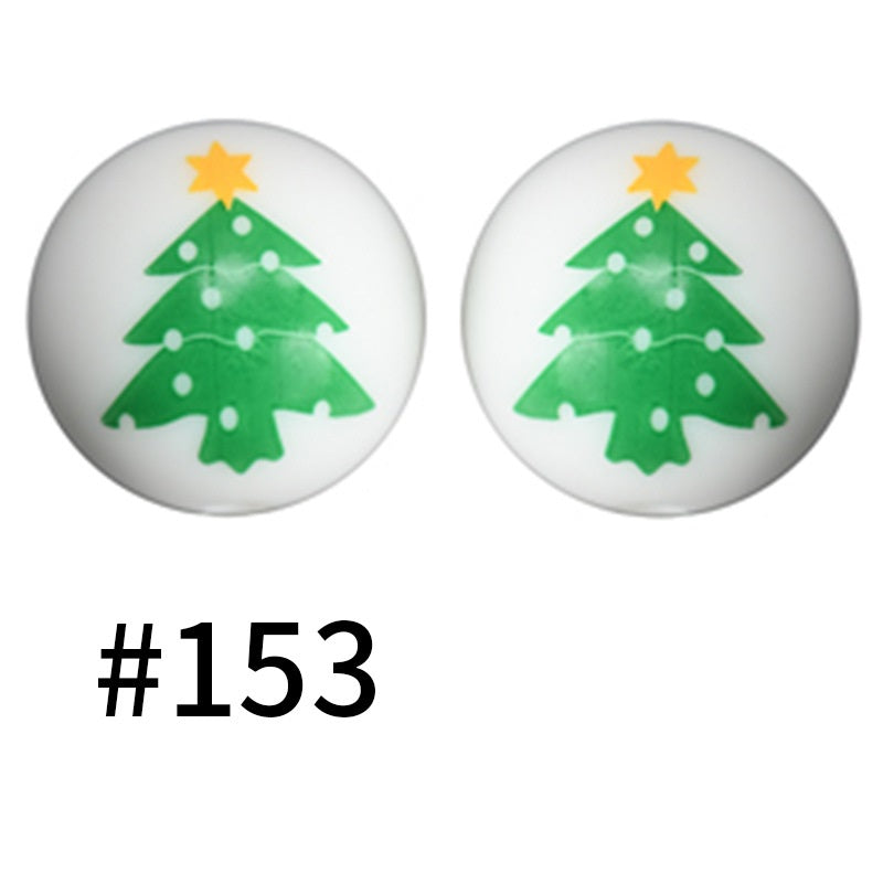 50pcs 19mm Printed Silicone Beads Printed Design 116