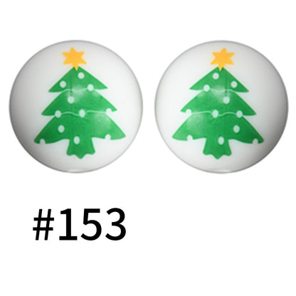 50pcs 19mm Printed Silicone Beads Printed Design 116