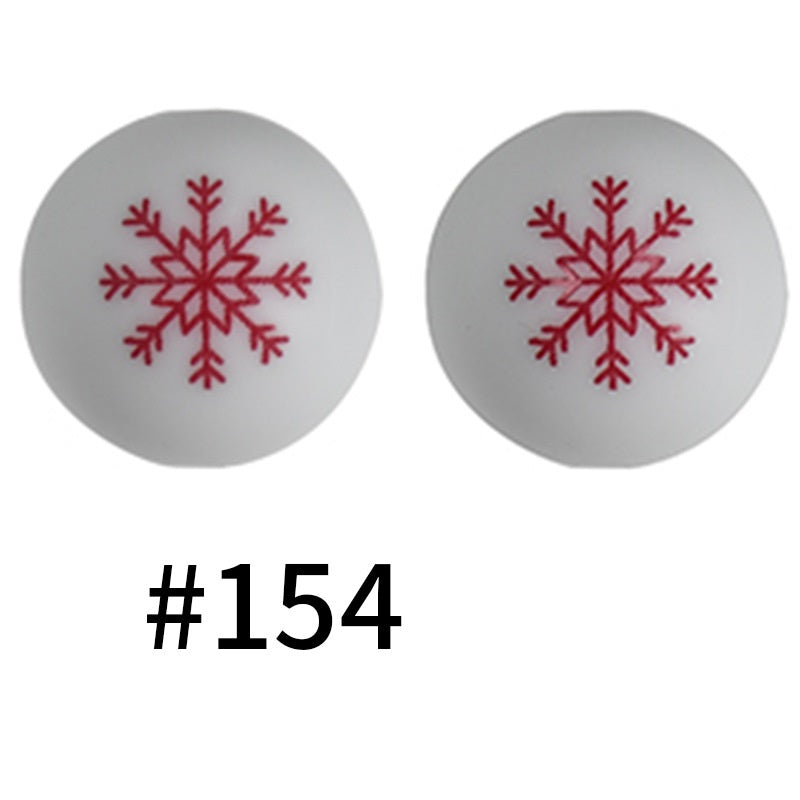 50pcs 19mm Printed Silicone Beads Printed Design 117