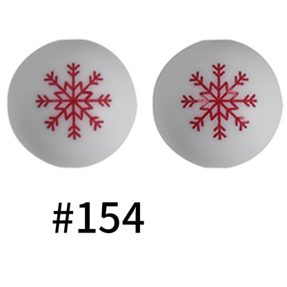 50pcs 19mm Printed Silicone Beads Printed Design 117