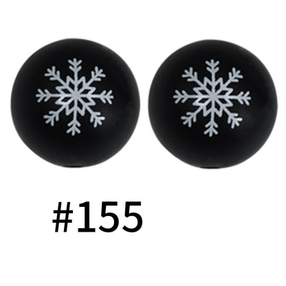 50pcs 19mm Printed Silicone Beads Printed Design 118