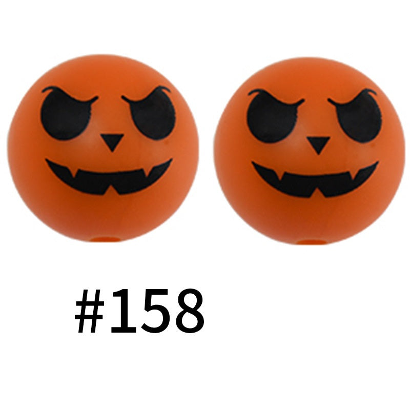 50pcs 19mm Printed Silicone Beads Printed Design 121