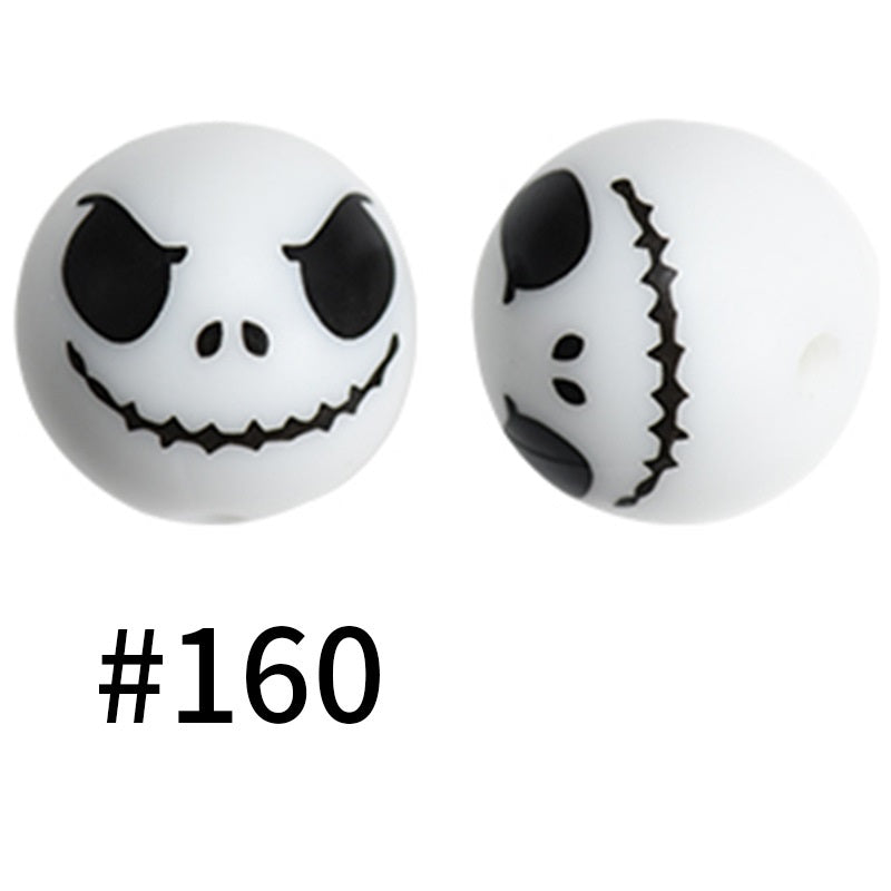 50pcs 19mm Printed Silicone Beads Printed Design 123