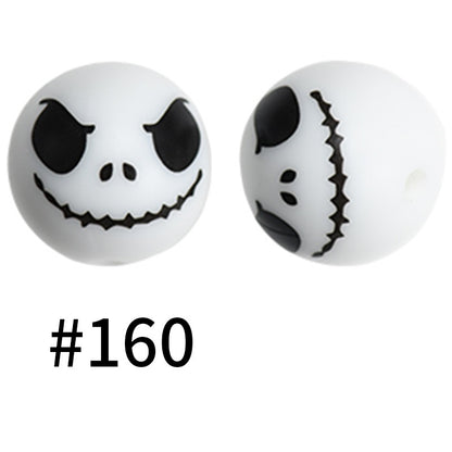 50pcs 19mm Printed Silicone Beads Printed Design 123