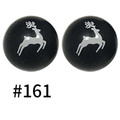 50pcs 19mm Printed Silicone Beads Printed Design 124