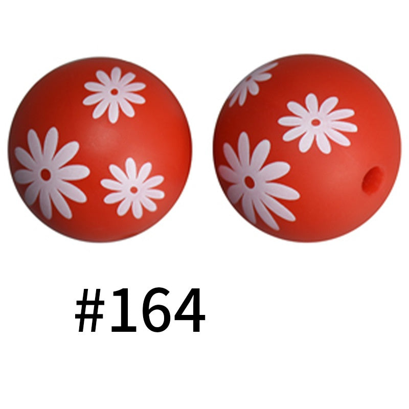 50pcs 19mm Printed Silicone Beads Printed Design 127