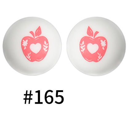 50pcs 19mm Printed Silicone Beads Printed Design 128