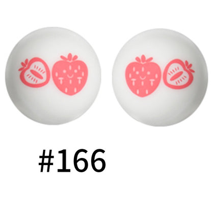 50pcs 19mm Printed Silicone Beads Printed Design 129