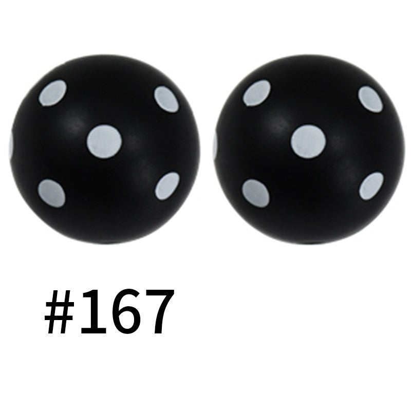 50pcs 19mm Printed Silicone Beads Printed Design 130