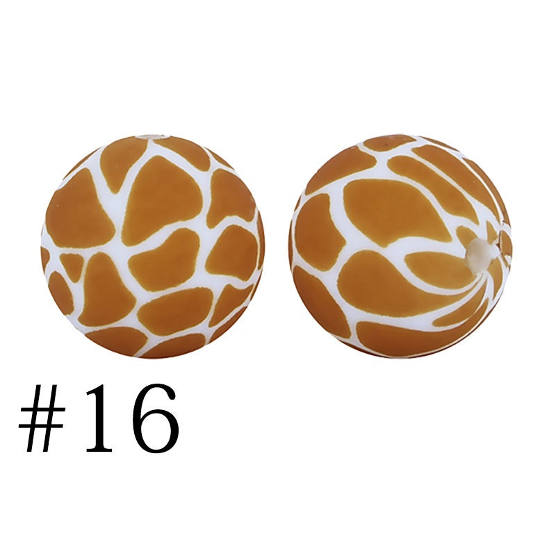 50pcs 12mm Printed Silicone Beads Water Transfer Print Assorted Colors 61