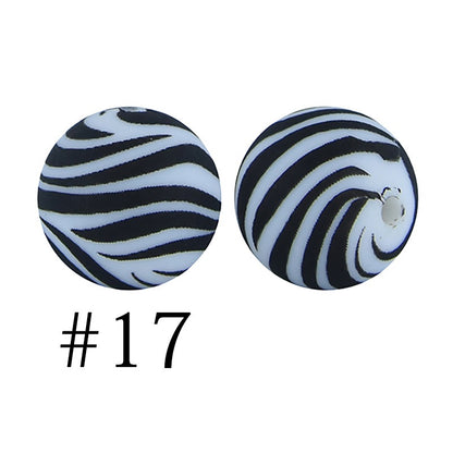 50pcs 12mm Printed Silicone Beads Water Transfer Print Assorted Colors 62