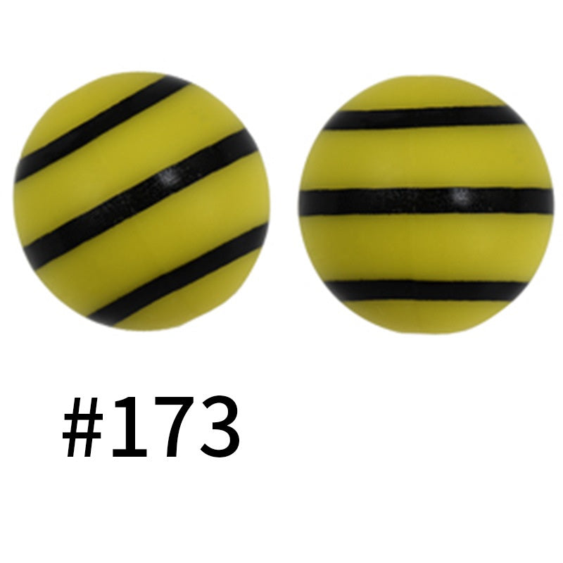 50pcs 19mm Printed Silicone Beads Printed Design 136