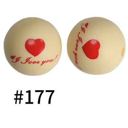 50pcs 19mm Printed Silicone Beads Printed Design 140