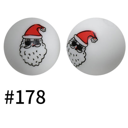 50pcs 19mm Printed Silicone Beads Printed Design 141