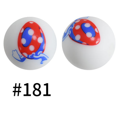 50pcs 19mm Printed Silicone Beads Printed Design 144