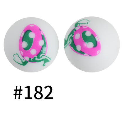 50pcs 19mm Printed Silicone Beads Printed Design 145