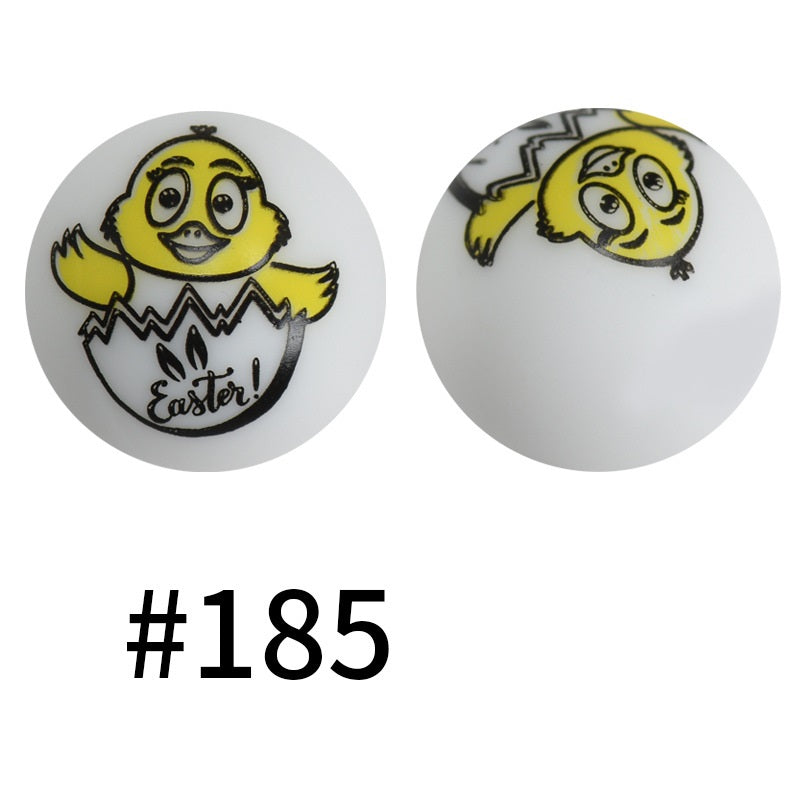 50pcs 19mm Printed Silicone Beads Printed Design 148