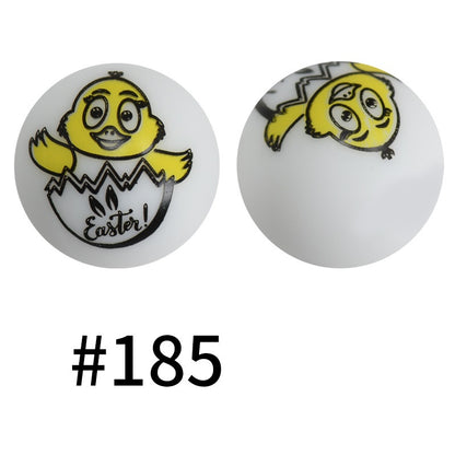50pcs 19mm Printed Silicone Beads Printed Design 148