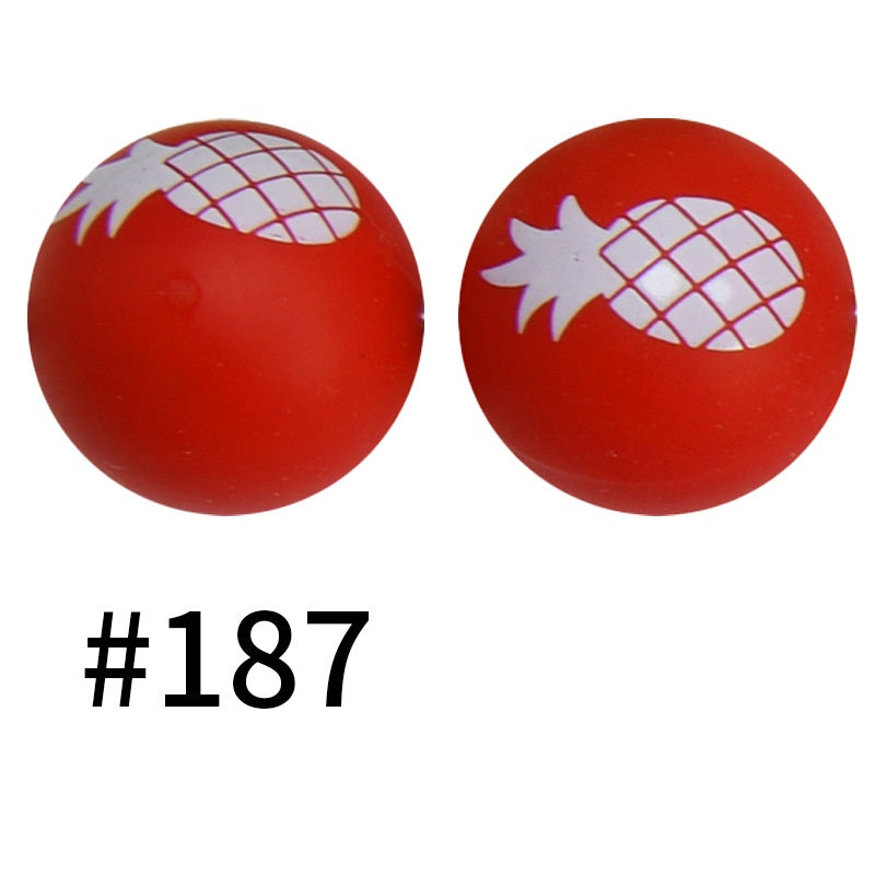 50pcs 19mm Printed Silicone Beads Printed Design 150