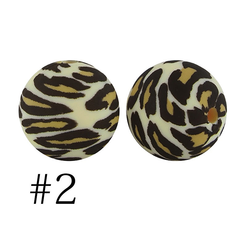 50pcs 12mm Printed Silicone Beads Water Transfer Print Assorted Colors 47