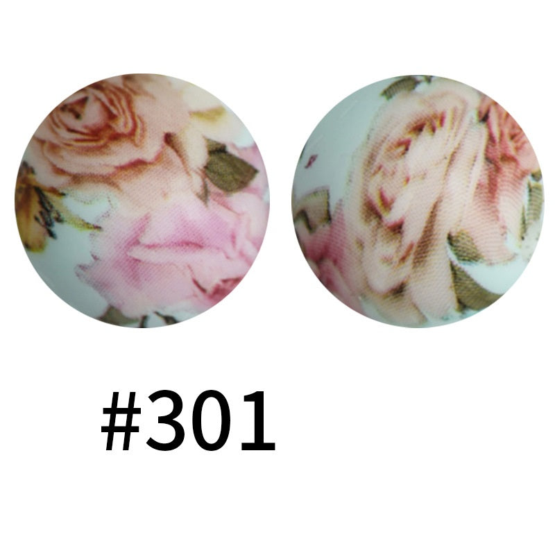 50pcs 19mm Printed Silicone Beads Printed Design 153