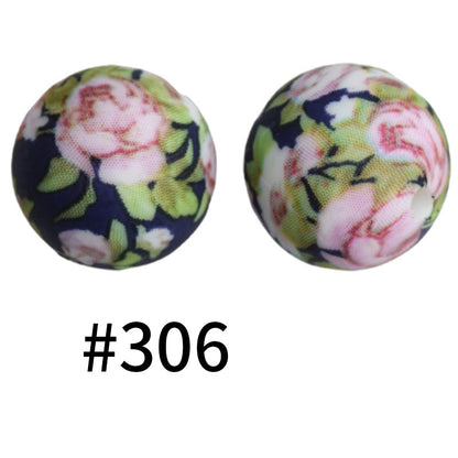 50pcs 19mm Printed Silicone Beads Printed Design 158
