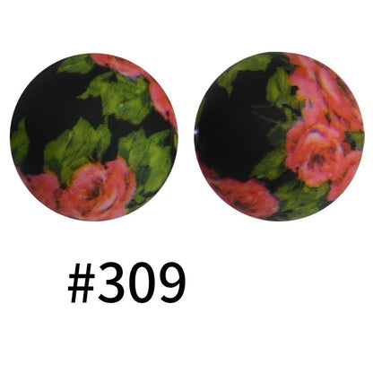 50pcs 19mm Printed Silicone Beads Printed Design 161