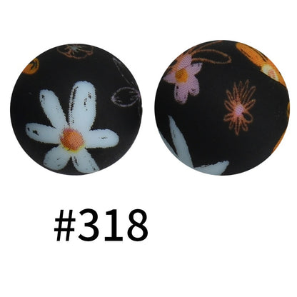 50pcs 19mm Printed Silicone Beads Printed Design 71