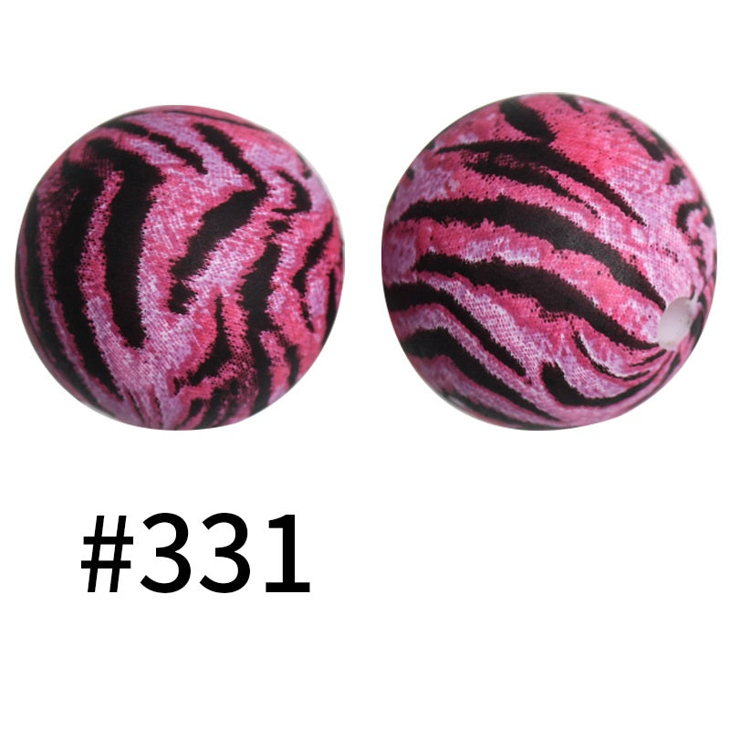 50pcs 19mm Printed Silicone Beads Printed Design 84