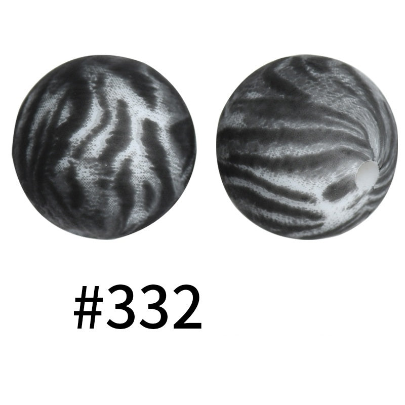 50pcs 19mm Printed Silicone Beads Printed Design 85