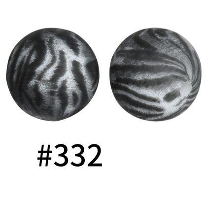 50pcs 19mm Printed Silicone Beads Printed Design 85