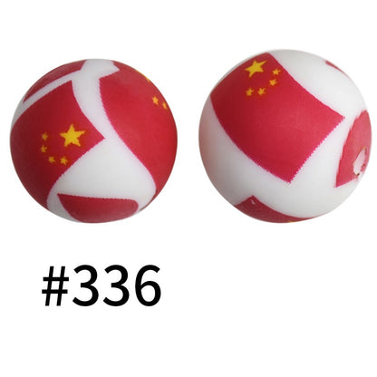50pcs 19mm Printed Silicone Beads Printed Design 89
