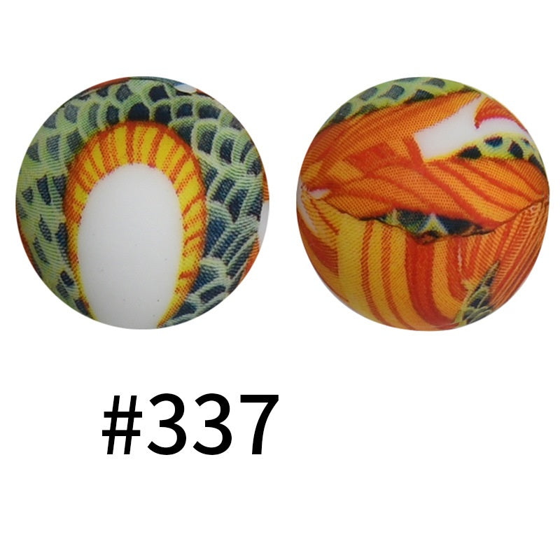 50pcs 19mm Printed Silicone Beads Printed Design 90