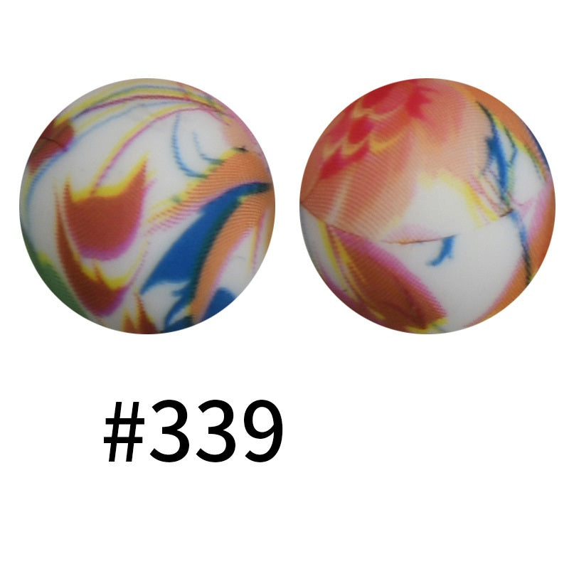 50pcs 19mm Printed Silicone Beads Printed Design 92