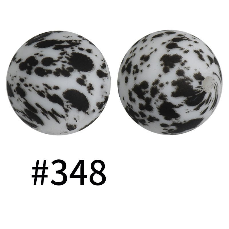 50pcs 19mm Printed Silicone Beads Printed Design 101
