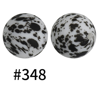 50pcs 19mm Printed Silicone Beads Printed Design 101