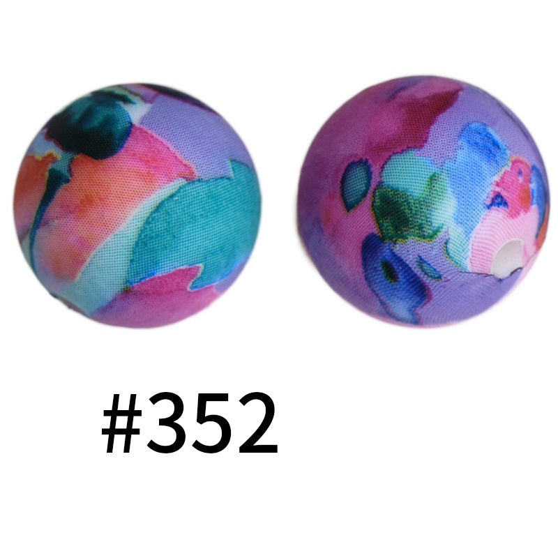 50pcs 19mm Printed Silicone Beads Printed Design 105