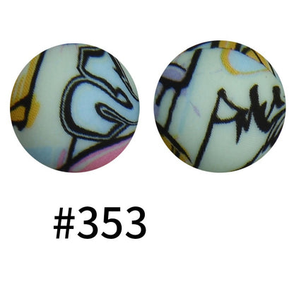 50pcs 19mm Printed Silicone Beads Printed Design 106