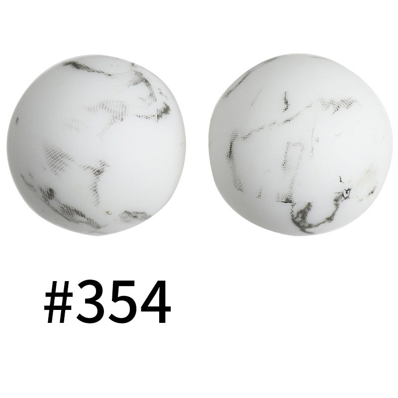 50pcs 19mm Printed Silicone Beads Printed Design 107