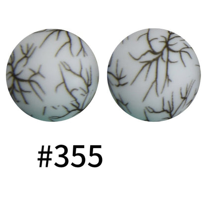 50pcs 19mm Printed Silicone Beads Printed Design 108