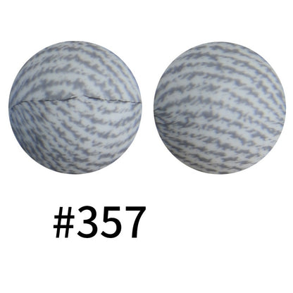 50pcs 19mm Printed Silicone Beads Printed Design 110