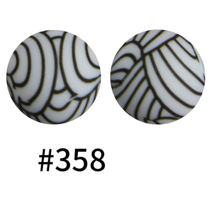 50pcs 15mm Printed Silicone Beads Animal and Camouflage Pattern Color #351-#553