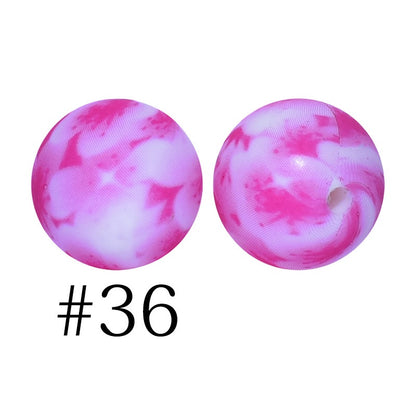 50pcs 12mm Printed Silicone Beads Water Transfer Print Assorted Colors 81