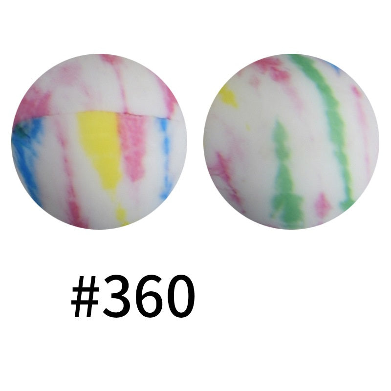 50pcs 19mm Printed Silicone Beads Printed Design 113